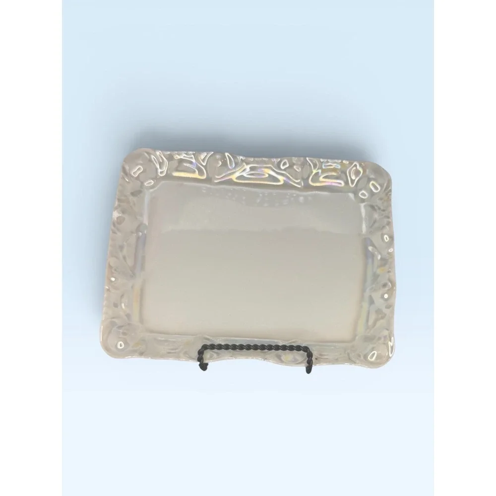 Victoria Lusterware Porcelain Tray Austria Scalloped Edge Antique White